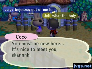 Coco: You must be new here... It's nice to meet you, skannnk!