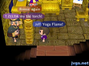 T Zelda: My tiki torch! Jeff: Yoga Flame!