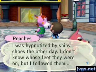 Peaches: I was hypnotized by shiny shoes the other day. I don't know whose feet they were on, but I followed them...