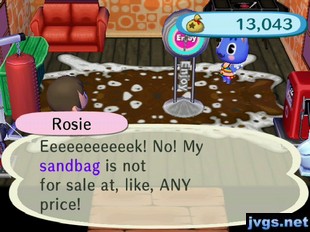 Rosie: Eeeeeeeeeeek! No! My sandbag is not for sale at, like, ANY price!