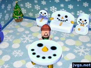 My snowman furniture set (and a festive tree) on display in my house.