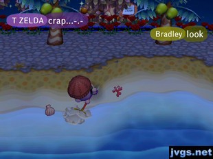 Digging up an item buried under shallow water.