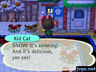 Kid Cat: SNOW! It's snowing! And it's delicious, yes yes!