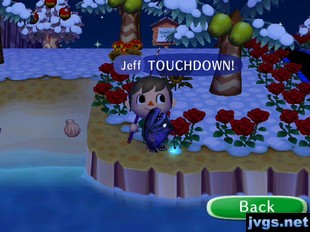 Jeff, holding a football fish: TOUCHDOWN!