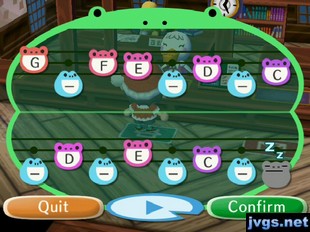 Town tune notes for Deck the Halls in Animal Crossing: City Folk.