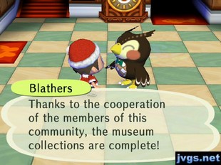 Blathers: Thanks to the cooperation of the members of this community, the museum collections are complete!