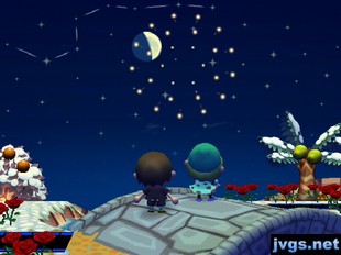 Jeff and Yann stand on the bridge, watching fireworks explode in the sky.