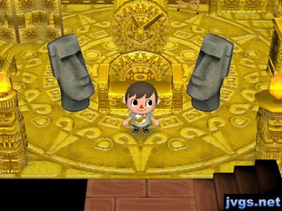 Two Moai statues in my golden room.