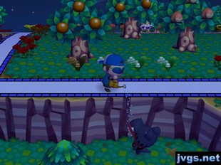 Sprinkling some water from my watering can, off the cliff, and onto Del below.