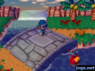 Pascal dives into the river.