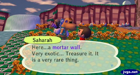Saharah: Here...a mortar wall. Very exotic... Treasure it. It is a very rare thing.