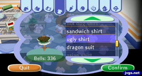Ugly shirt: 336 bells.