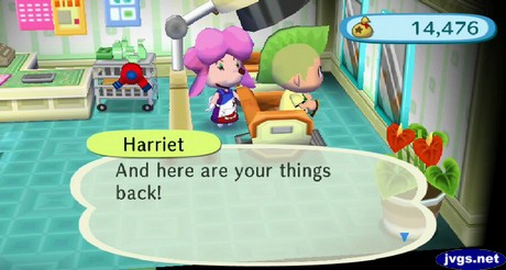Harriet: And here are your things back!