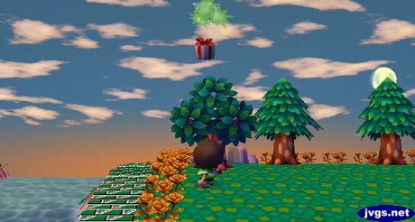 Jeff shoots down a balloon present in Animal Crossing: City Folk.