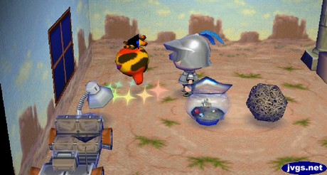 Drift takes his medicine in Animal Crossing: City Folk.