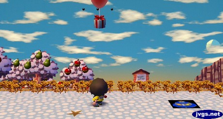Shooting down a balloon present in Animal Crossing: City Folk.