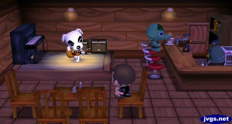 K.K. Slider performs for Jeff and Opal in the Roost of Animal Crossing: City Folk (ACCF) for Nintendo Wii.