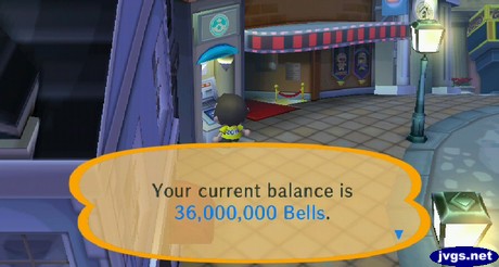 Your current balance is 36,000,000 bells.