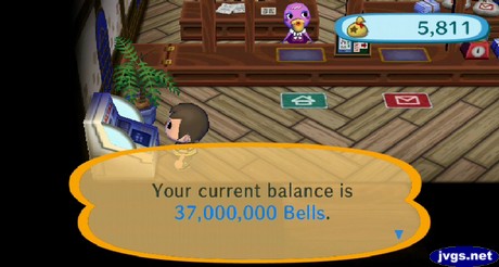 Your current balance is 37,000,000 bells.