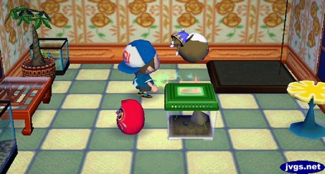 Kitty takes some medicine in Animal Crossing: City Folk (ACCF) for Nintendo Wii.