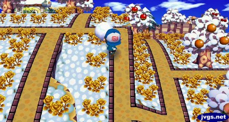 Jeff pushed a snowball up a ramp in Animal Crossing: City Folk.