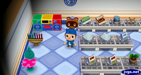 Three colorful furniture items for sale at Nook 'n' Go in Animal Crossing: City Folk.
