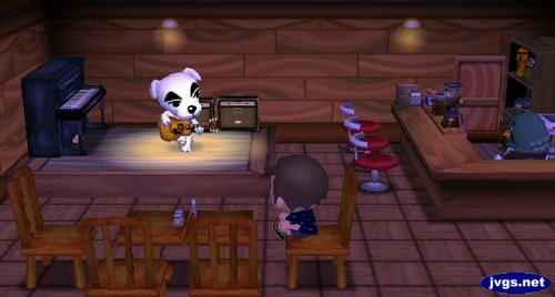 K.K. Slider sings and plays his guitar at the Roost in Animal Crossing: City Folk.