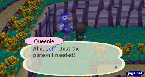 Queenie: Aha, Jeff! Just the person I needed!