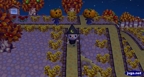 Jeff is chased by two villagers in Jack outfits on Halloween.