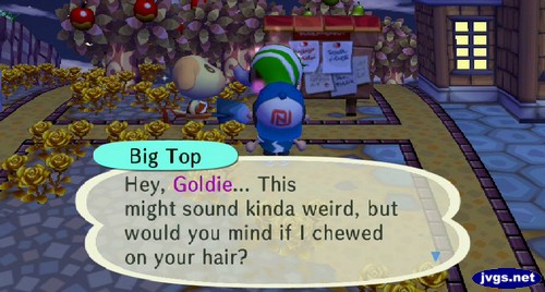 Big Top: Hey, Goldie... This might sound kinda weird, but would you mind if I chewed on your hair?