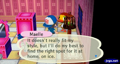 Maelle: It doesn't really fit my style, but I'll do my best to find the right spot for it at home, on ice.