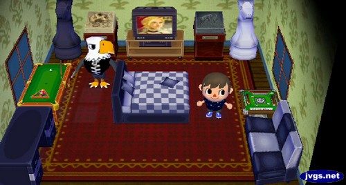 The inside of Apollo's house in Animal Crossing: City Folk (ACCF).