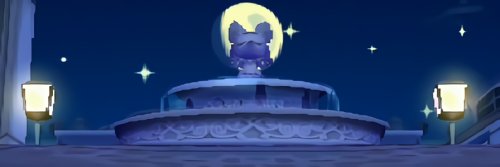 Serena's statue against the moon.