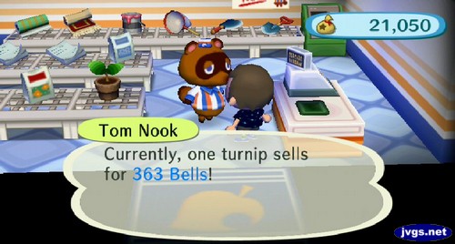 Tom Nook: Currently, one turnip sells for 363 bells!