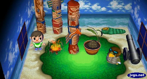 The inside of Boomer's house in Animal Crossing: City Folk.