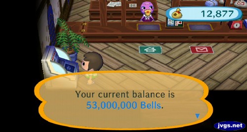 Your current balance is 53,000,000 bells.