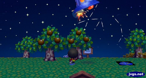 Bang! I fire my slingshot and hit Gulliver's UFO.