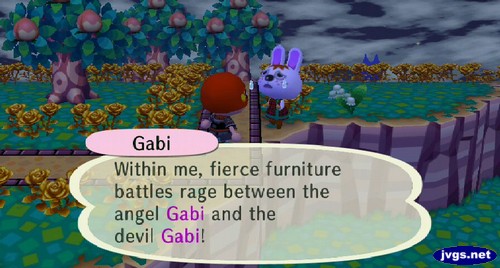 Gabi: Within me, fierce furniture battles rage between the angel Gabi and the devil Gabi!