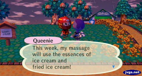 Queenie: This week, my massage will use the essences of ice cream and fried ice cream!
