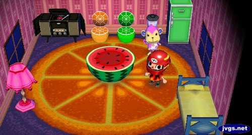 Nana's fruit-themed house in Animal Crossing: City Folk (ACCF) for Nintendo Wii.