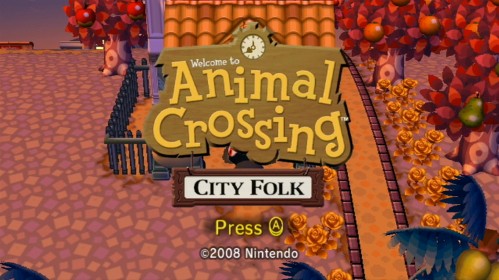 The title screen of Animal Crossing: City Folk for Nintendo Wii.