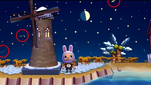 Three shooting stars at once, although two of them are fading out.