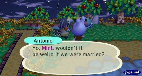 Antonio: Yo, Mint, wouldn't it be weird if we were married?