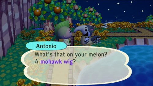 Antonio: What's that on your melon? A mohawk wig?