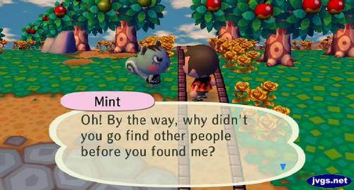 Mint: Oh! By the way, why didn't you go find other people before you found me?