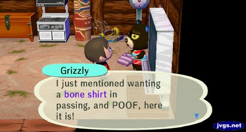 Grizzly: I just mentioned wanting a bone shirt in passing, and POOF, here it is!