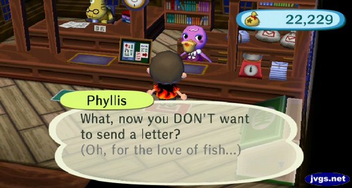 Phyllis: What, now you DON'T want to send a letter? (Oh, for the love of fish...)