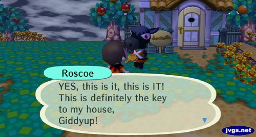 Roscoe: YES, this is it, this is IT! This is definitely the key to my house, Giddyup!