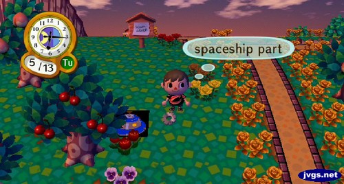 Gulliver's spaceship part, which landed next to my UFO pattern on the ground.