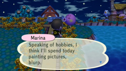 Marina: Speaking of hobbies, I think I'll spend today painting pictures, blurp.
